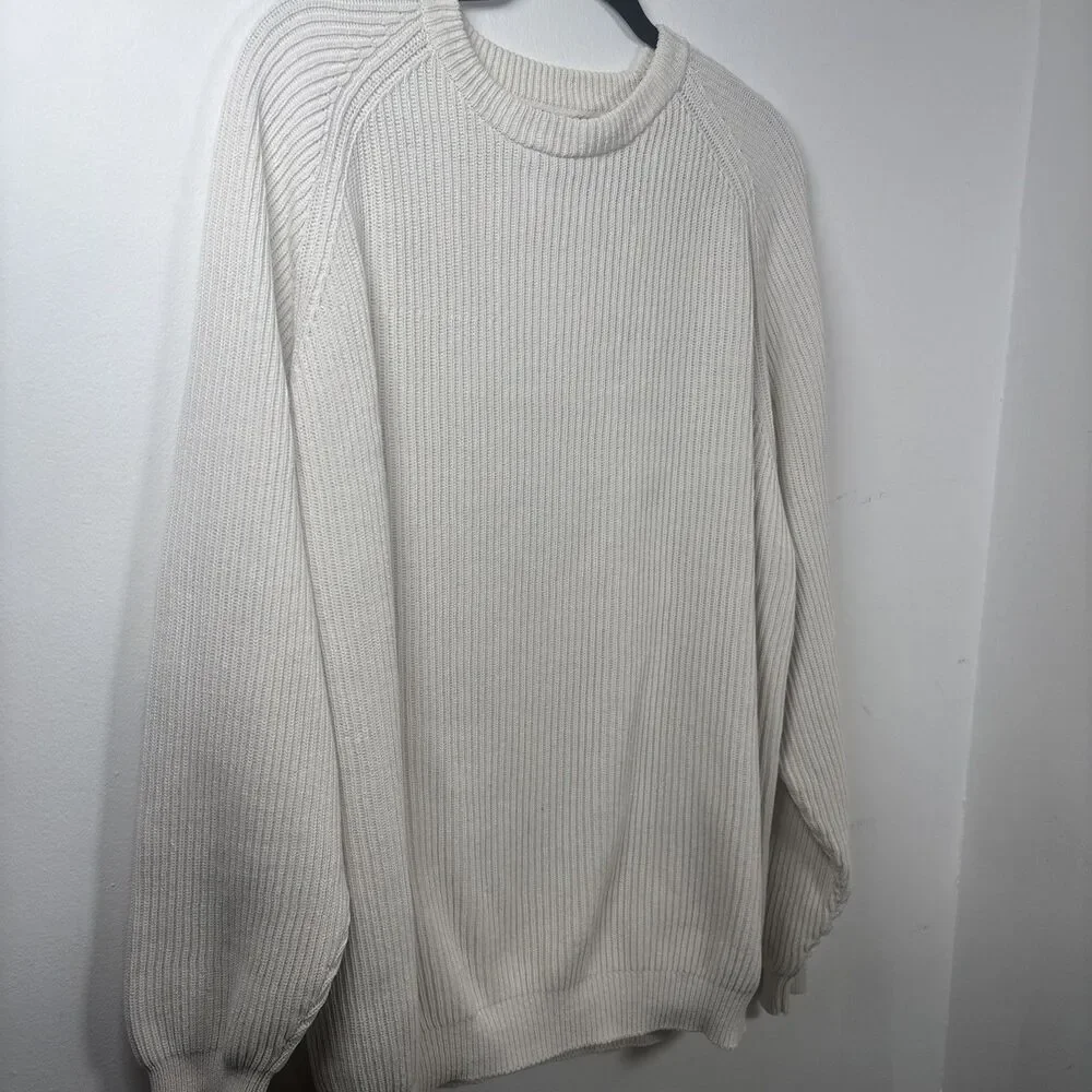 VTG 90s Rockport sweater Men's/ Unisex cream Ribbed knit 84% Cotton 16% Nylon XL